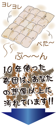 10年以上羽毛布団を使えば、相当汚れているはずです。