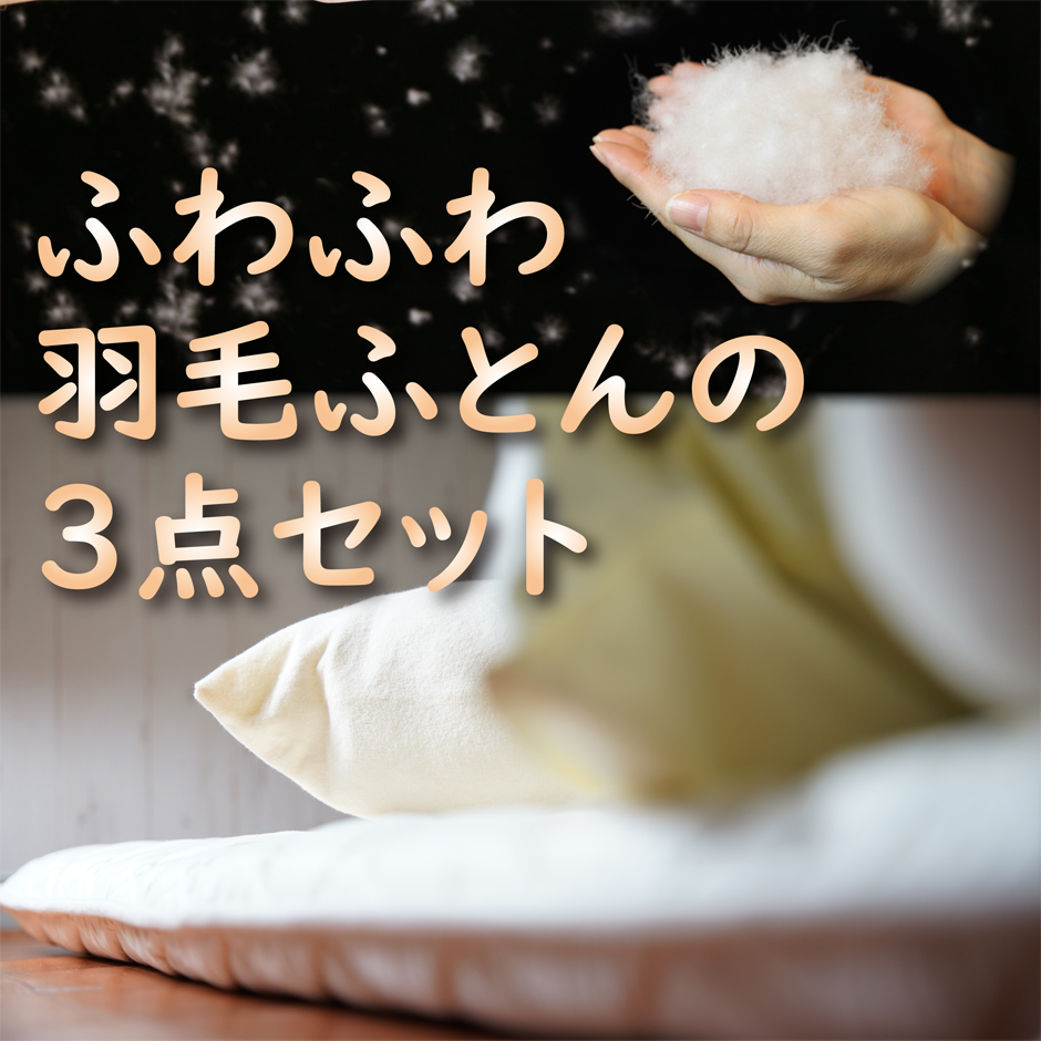 ふわふわ羽毛布団3点セット