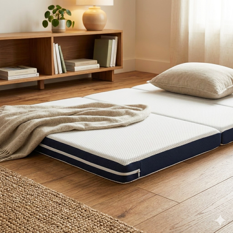 三つ折りできる高反発体圧分散敷き布団で快眠できます。