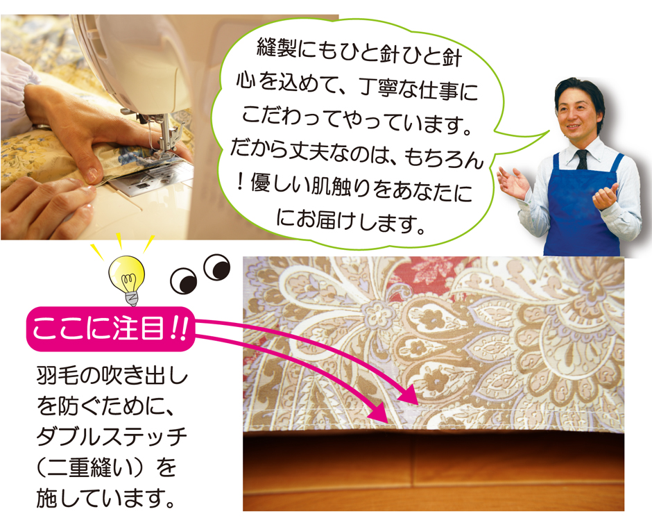 ダブルステッチ（二重縫製）採用
