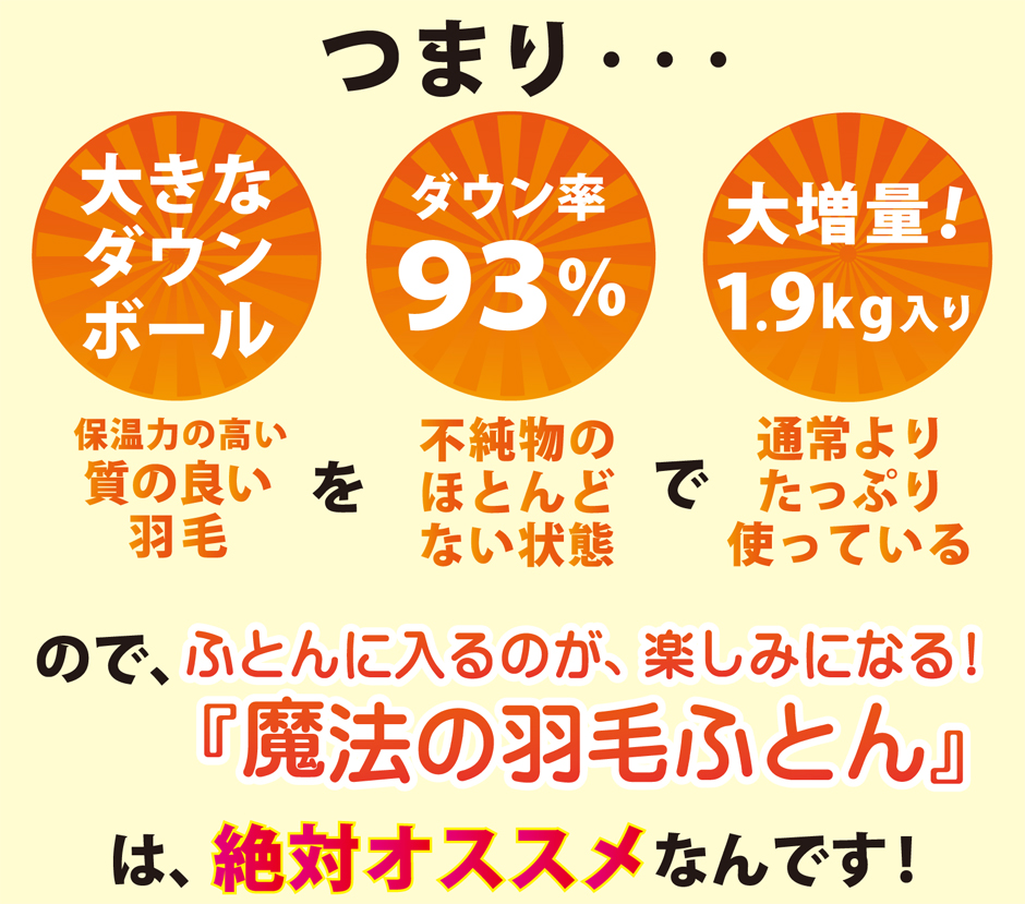 羽毛掛け布団ダブルサイズ58800円のおすすめ理由